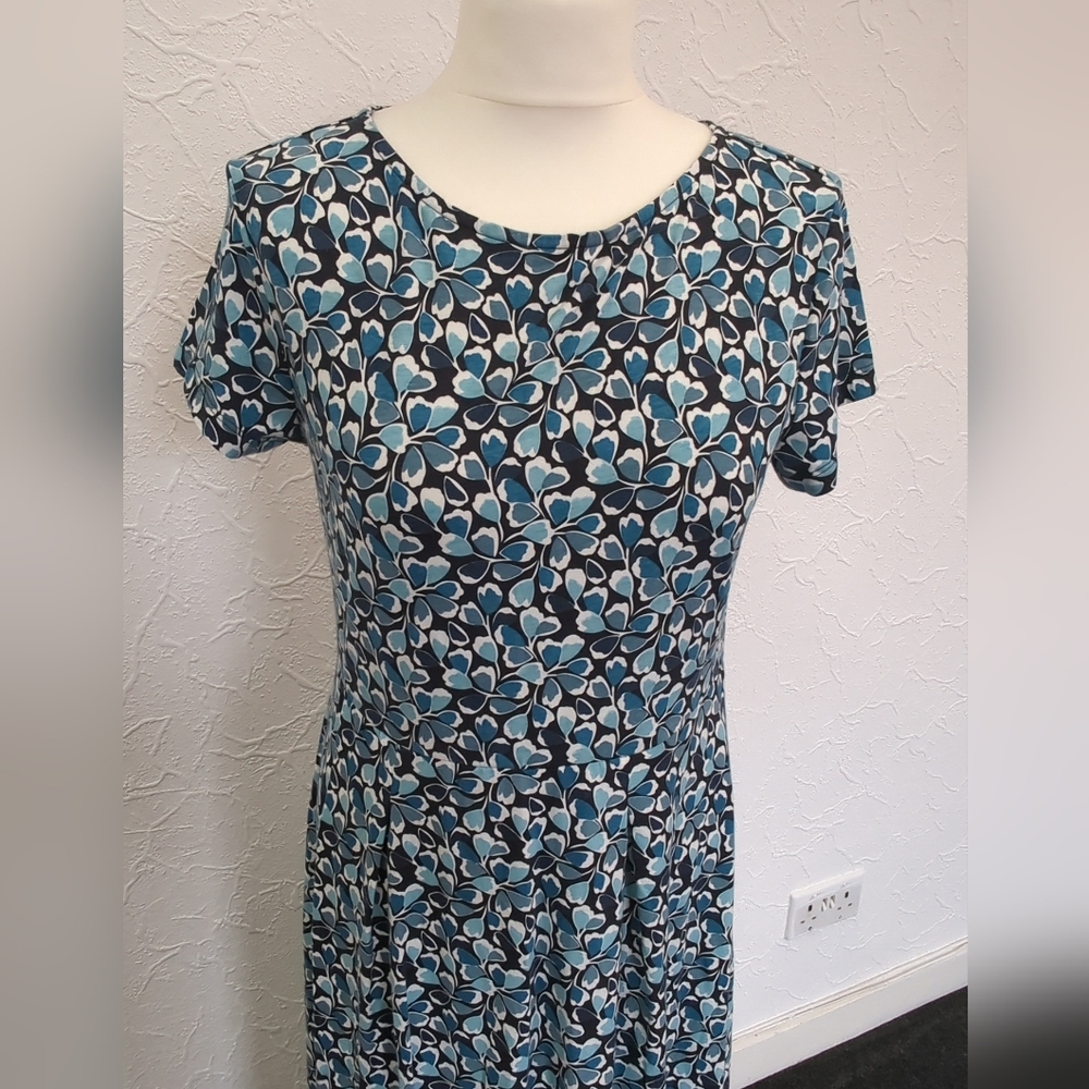 SEASALT Wild Bouquet Dress TEAL FLORAL Fit & Flare Size 12 (RRP £69.95 - Picture 2 of 8